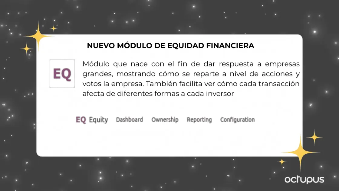Nuevo módulo de Equity, pensado para grandes empresas en Odoo 19