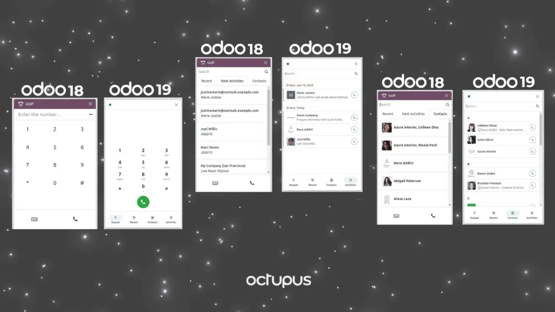 Muestra de los cambios de rediseño de interfaz que hay entre Odoo 18 y Odoo 19