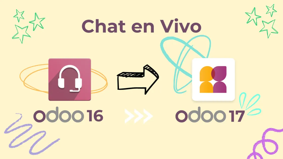 Evolución del diseño del m��dulo de Chat en Vivo entre Odoo 16 y Odoo 17