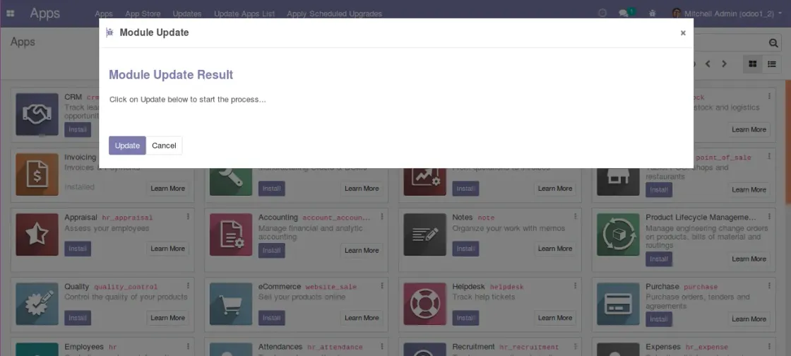 Captura de pantalla sobre cómo actualizar la lista de aplicaciones