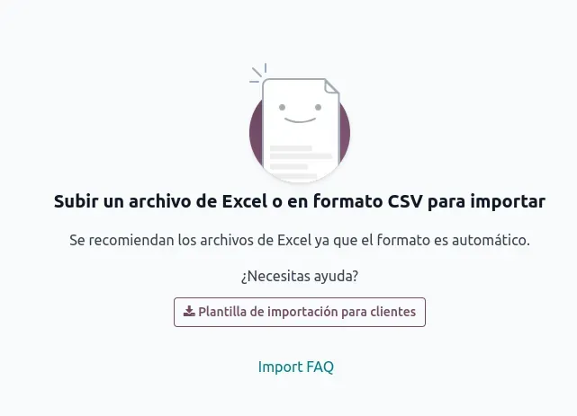 Ejemplo de la vista actual al Importar
