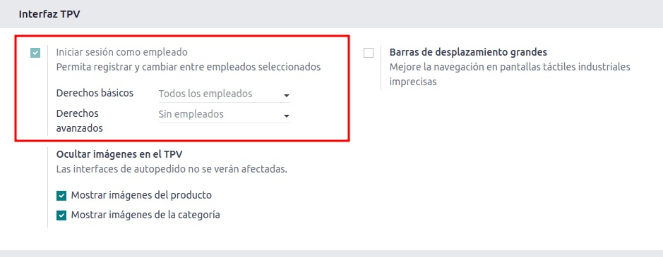 Ajustes del Punto de Venta sobre el Inicio de Sesión de sus usuarios