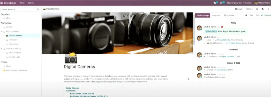 Odoo Knowledge en Odoo 16