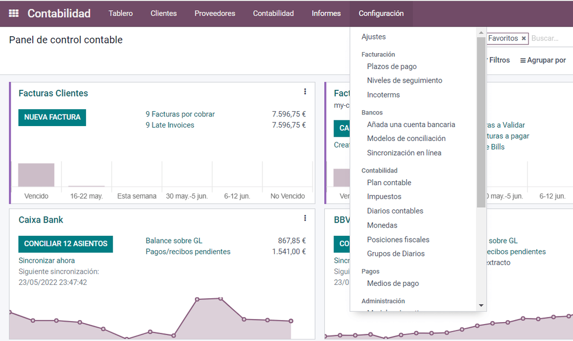 Configuración del módulo de Contabilidad
