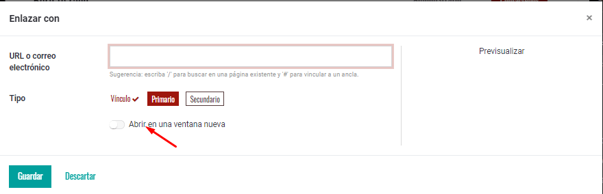 Captura de pantalla sobre cómo configurar los enlaces salientes