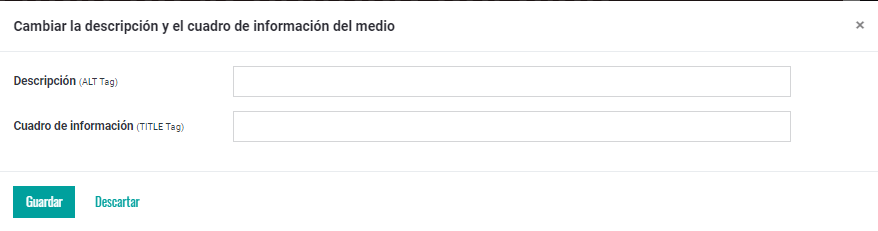 Captura de pantalla sobre cambiar la descripción y el cuadro de información del medio