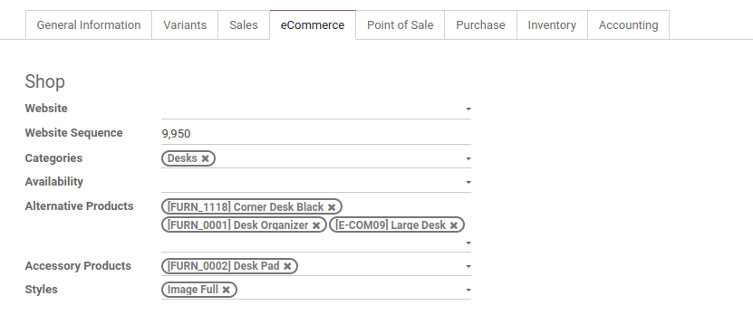 Captura de pantalla del eCommerce seleccionado