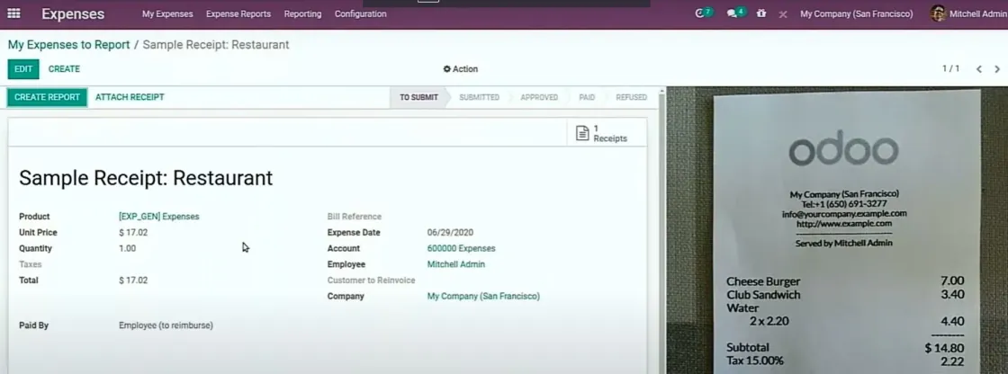 Captura de pantalla del módulo Gastos