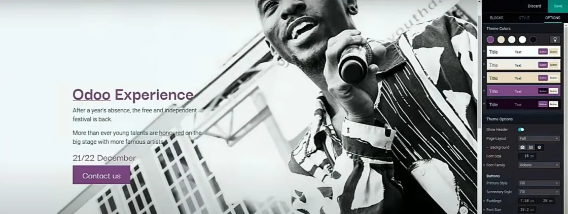 new odoo 14 website builder octupus colors