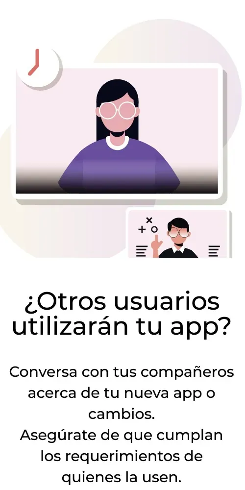 Ilustración de una mujer usando un ordenador con texto debajo que pone ¿Otros usuarios utilizan tu app?