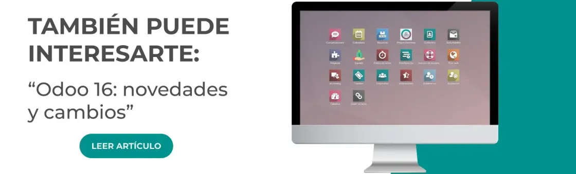 Banner sobre 'También puede interesarte: Odoo 16: novedades y cambios'