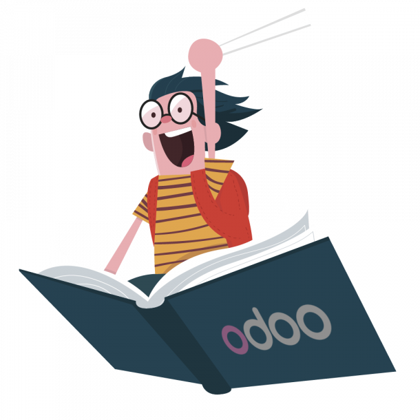 Icono de un infante volando en un libro de Odoo