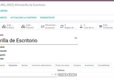 Captura de pantalla del módulo de Fabricación en la que se muestra el producto y su estado