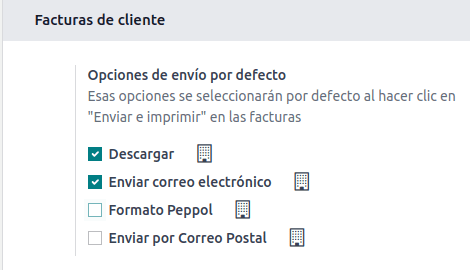 Captura de pantalla de las opciones de formatos que te ofrece Odoo para las Facturas de Cliente