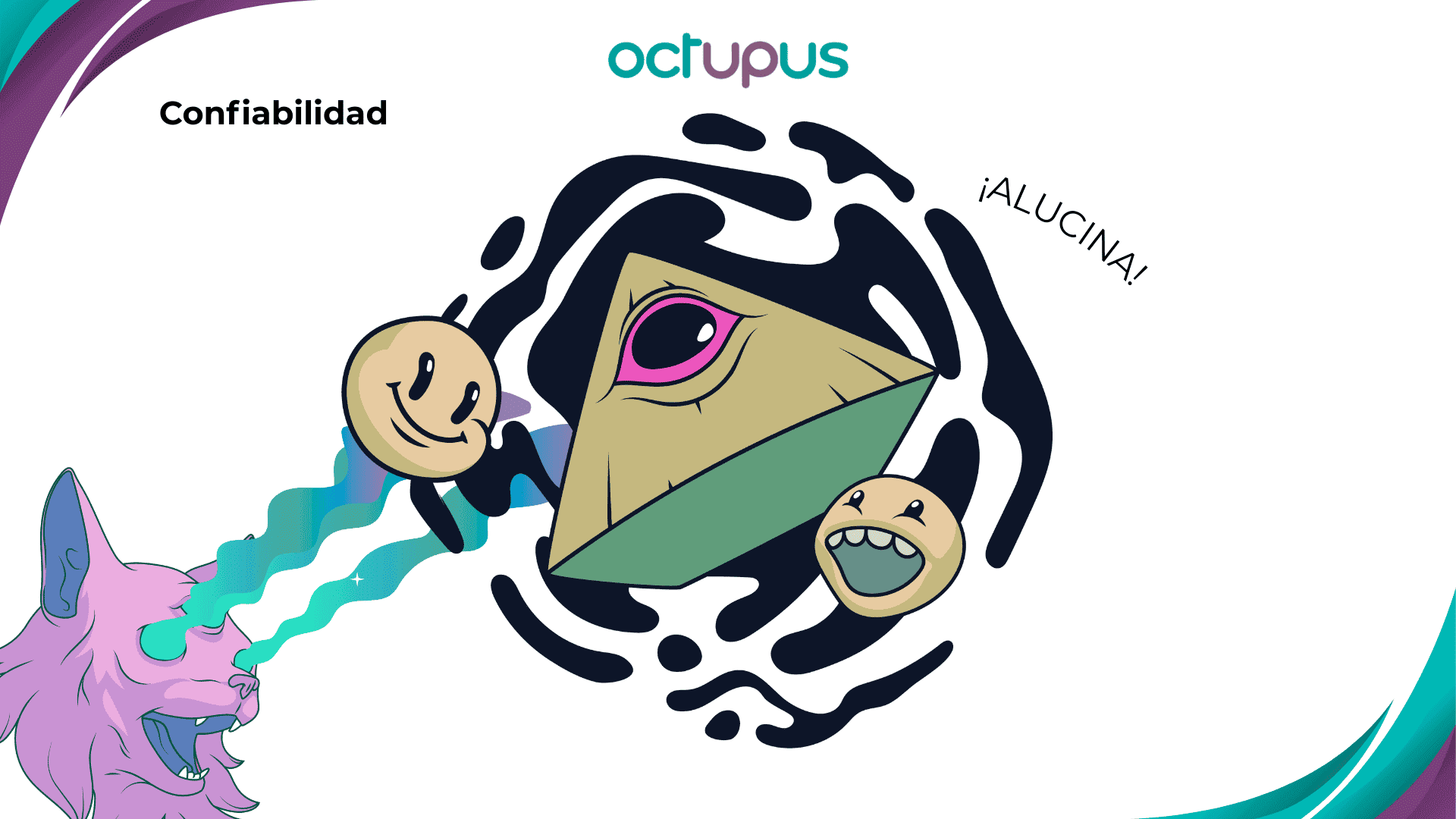 Confiabilidad Imagen ilustrativa de cómo la IA puede alucinar e inventarse las cosas, como si estuviese bajo los efectos de alguna droga. Contestándote sin datos, pero con seguridad. Pasa en un porcentaje del 10%.