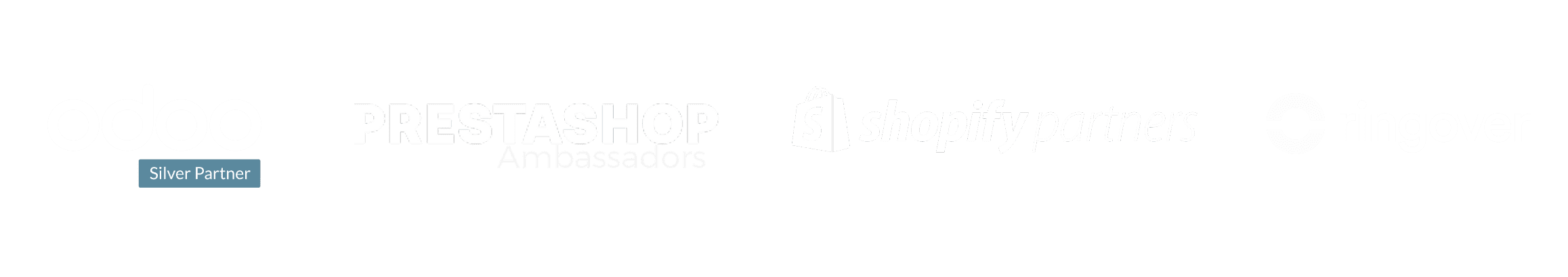 Logos de Odoo, Prestashop, Shopify y Ringover de los que Octupus es partner