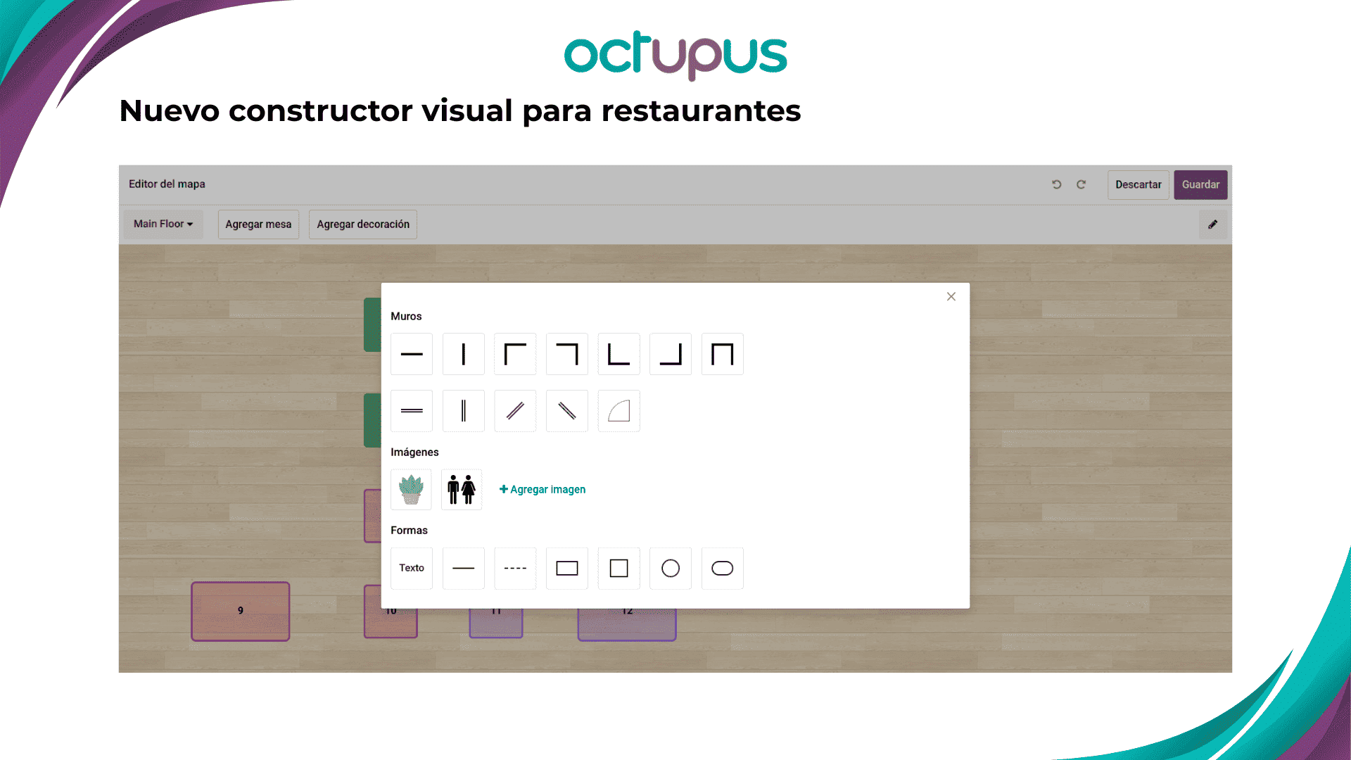Ejemplo del nuevo constructor visual de restaurantes para Odoo 20